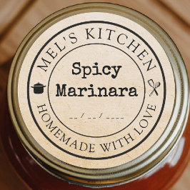 Zelfgemaakte Keuken Custom Product Verpakking Kraf Ronde Sticker