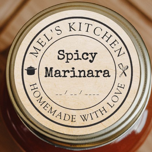 Zelfgemaakte Keuken Custom Product Verpakking Kraf Ronde Sticker