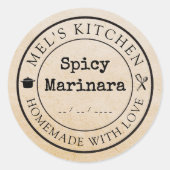 Zelfgemaakte Keuken Custom Product Verpakking Kraf Ronde Sticker (Voorkant)