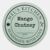 Zelfgemaakte Keuken Product Verpakking Custom Sage Ronde Sticker (Voorkant)