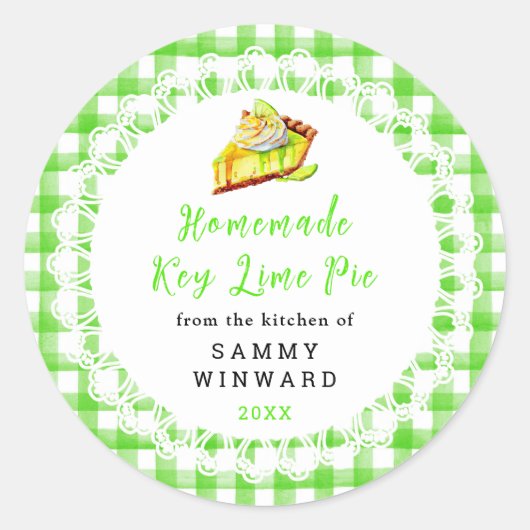 Zelfgemaakte Key Limoen Pie Label (Voorkant)
