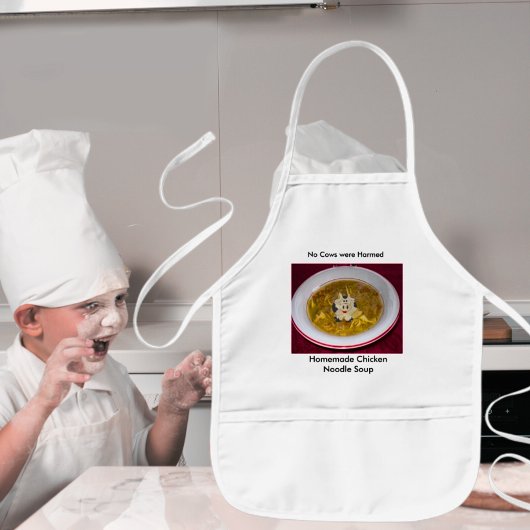 Zelfgemaakte kip noedelsoep Geen Koeien Kinder Schort