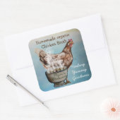 Zelfgemaakte kippenbouillon vierkante sticker (Envelop)