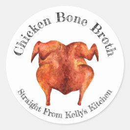 Zelfgemaakte kippenbouillon voedsetlabel voor thui ronde sticker