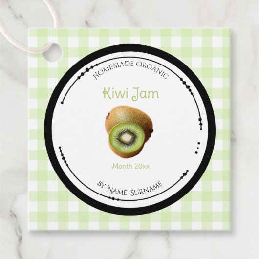 Zelfgemaakte Kiwi Jam Label Met Ingredienten (Voorkant)