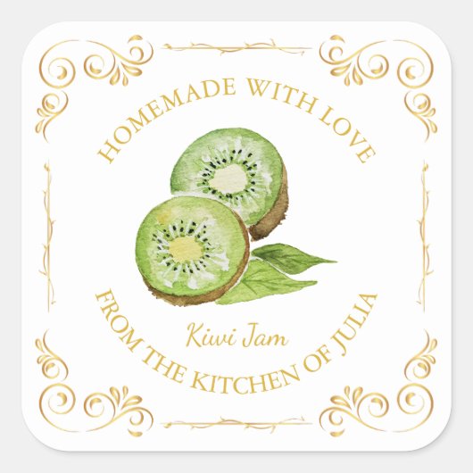  zelfgemaakte Kiwi Jam Square Label (Voorkant)