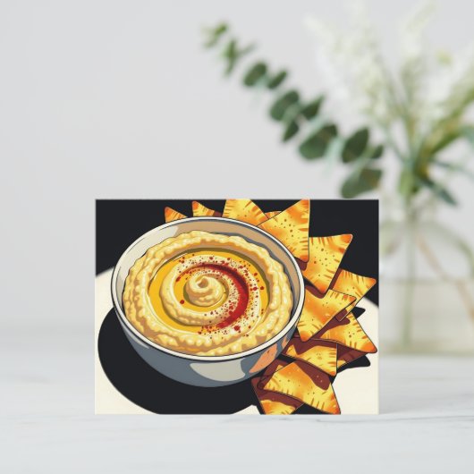 Zelfgemaakte knoflook Hummus Recept Kaart (Staand voorkant)