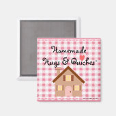 Zelfgemaakte knuffels Pink Gingham Magneet (Voorkant / Achterkant)