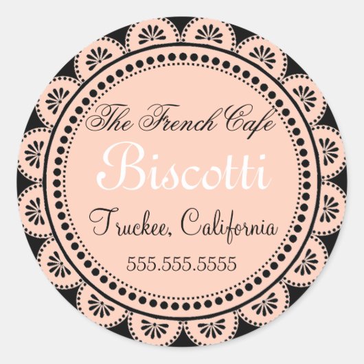 Zelfgemaakte koekjes roze kant ronde sticker (Voorkant)