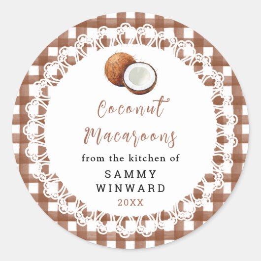 Zelfgemaakte Kokos Macaroon Label (Voorkant)