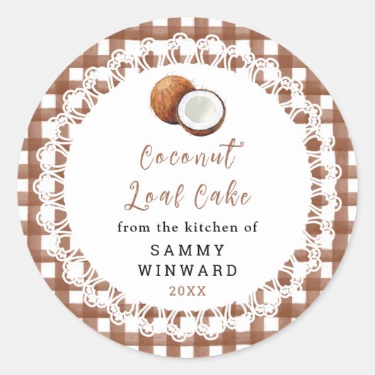 Zelfgemaakte Kokosbroodcake Etiket (Voorkant)