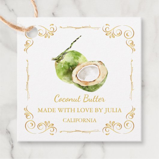 zelfgemaakte kokosnoot boter Square Hang Label (Voorkant)