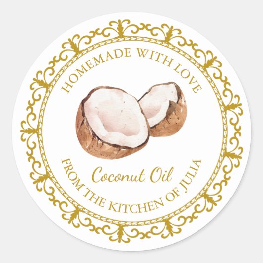 Zelfgemaakte Kokosolie Label L Wit (Voorkant)
