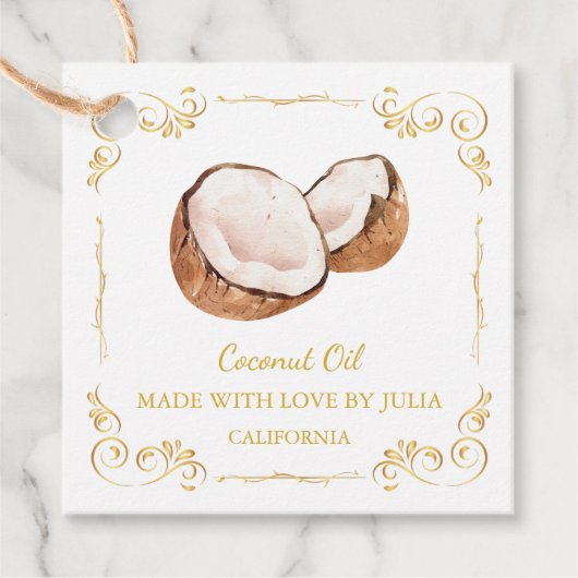  Zelfgemaakte Kokosolie Plein Hang Label (Voorkant)