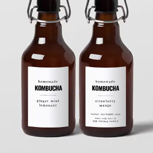 Zelfgemaakte Kombucha Labels Wijn Etiket