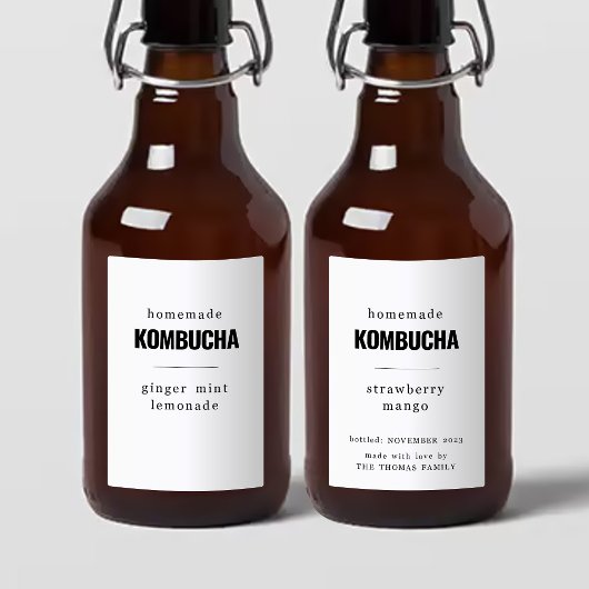 Zelfgemaakte Kombucha Labels Wijn Etiket