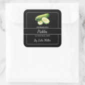 Zelfgemaakte komkommer augurken vierkant label zwa (Tas)