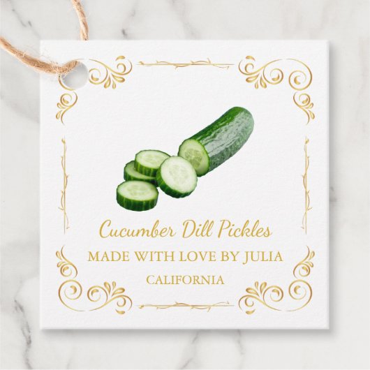 Zelfgemaakte Komkommer Pickle Square Hang Label (Voorkant)