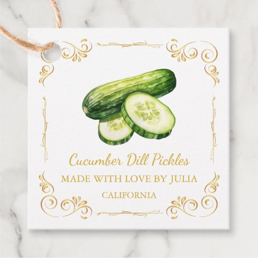 Zelfgemaakte Komkommer Pickle Square Hang Label (Voorkant)