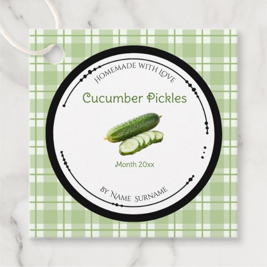 Zelfgemaakte Komkommerpickles Groen Label Hangtag (Voorkant)