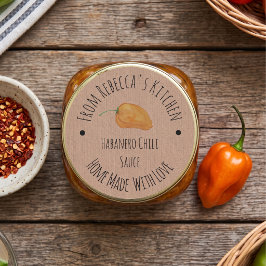 Zelfgemaakte Kraft Papier | Habanero Chilisaus Ronde Sticker