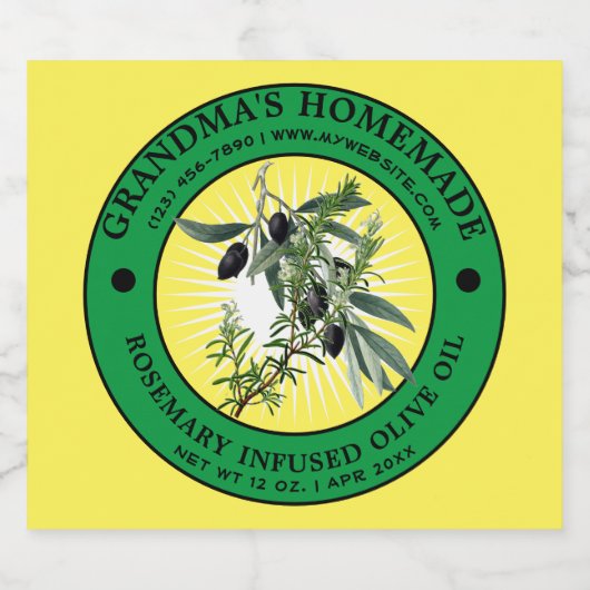  zelfgemaakte kruiden olijfolie label Sjabloon Likeurfles Etiket (Enkel label)