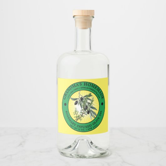  zelfgemaakte kruiden olijfolie label Sjabloon Likeurfles Etiket (Voorkant)