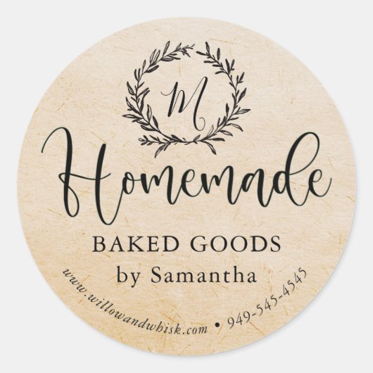 Zelfgemaakte Laurel Kraft Custom Product Verpakkin Ronde Sticker (Voorkant)