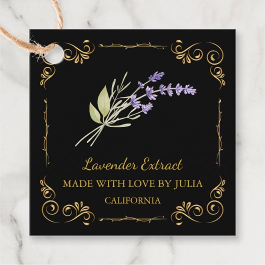 Zelfgemaakte Lavendel Extract Square Hang Label (Voorkant)