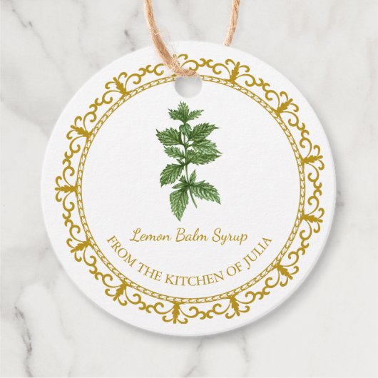 Zelfgemaakte Lemon Balm Syrup Hang Label (Voorkant)