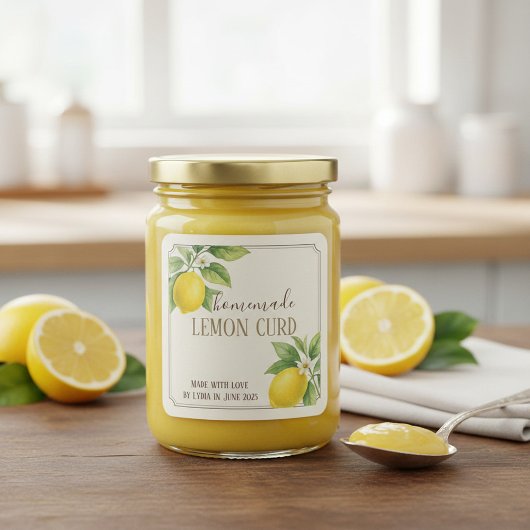 Zelfgemaakte Lemon Curd Label met Waterverf Citroe
