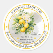 Zelfgemaakte Lemon Curd Lemon Bouquet Canning Ronde Sticker (Voorkant)