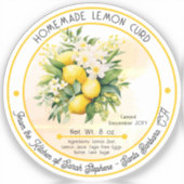 Zelfgemaakte Lemon Curd Lemon Bouquet Canning Sticker (Voorkant)
