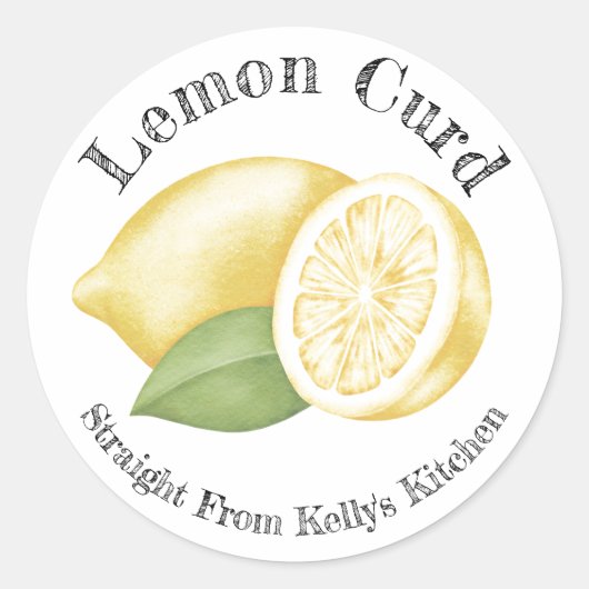 Zelfgemaakte Lemon Curd Voedsel Etiket (Voorkant)