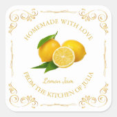  zelfgemaakte Lemon Jam Square Label (Voorkant)