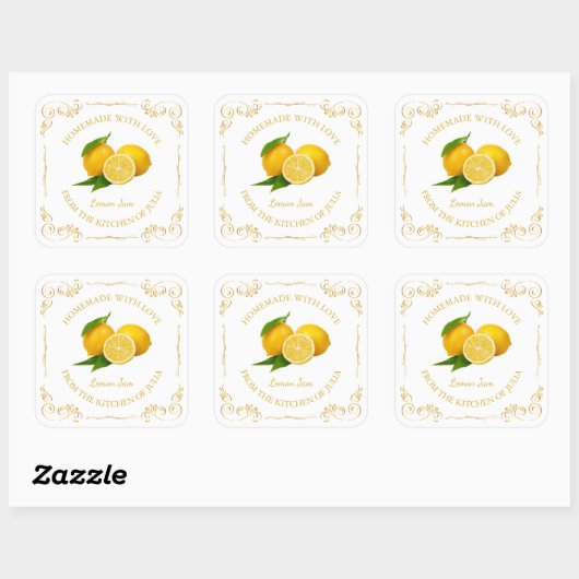  zelfgemaakte Lemon Jam Square Label (Vel)