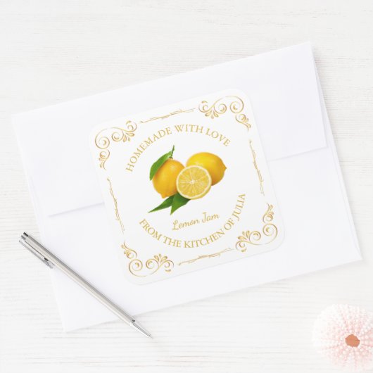  zelfgemaakte Lemon Jam Square Label (Envelop)