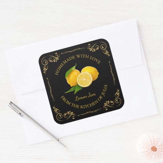  zelfgemaakte Lemon Jam Square Label (Envelop)