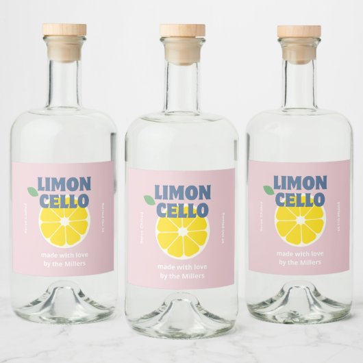 Zelfgemaakte liefde moderne roze kraft limoncello  likeurfles etiket (Flessen)
