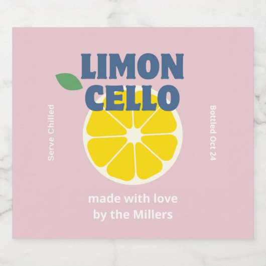 Zelfgemaakte liefde moderne roze kraft limoncello  likeurfles etiket (Enkel label)