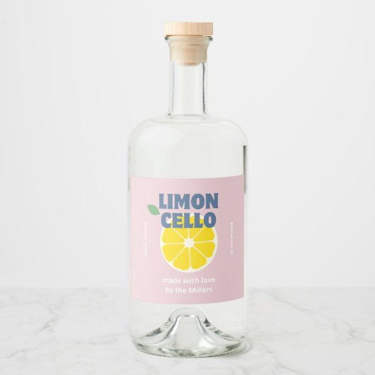 Zelfgemaakte liefde moderne roze kraft limoncello  likeurfles etiket (Voorkant)