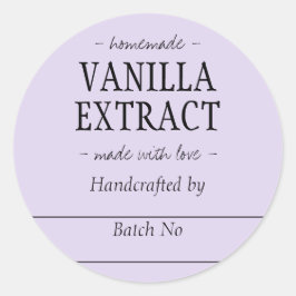 Zelfgemaakte Lila Vanilla Extract Keukenpot Ronde Sticker