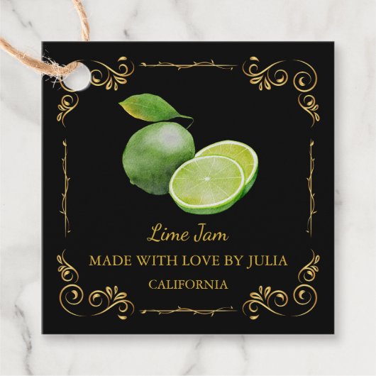  Zelfgemaakte Limoen Jam Square Hang Label (Voorkant)