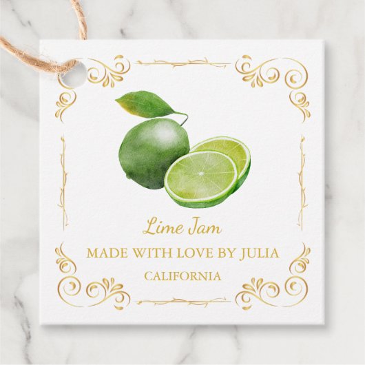 Zelfgemaakte Limoen Jam Square Hang Label (Voorkant)