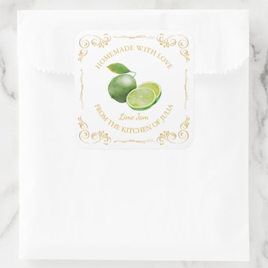  zelfgemaakte Limoen Jam Square Label (Tas)