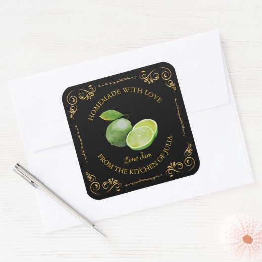 zelfgemaakte Limoen Jam Square Label (Envelop)