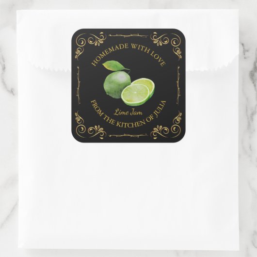 zelfgemaakte Limoen Jam Square Label (Tas)