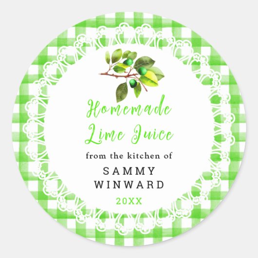 Zelfgemaakte Limoen Juice Drink Label (Voorkant)