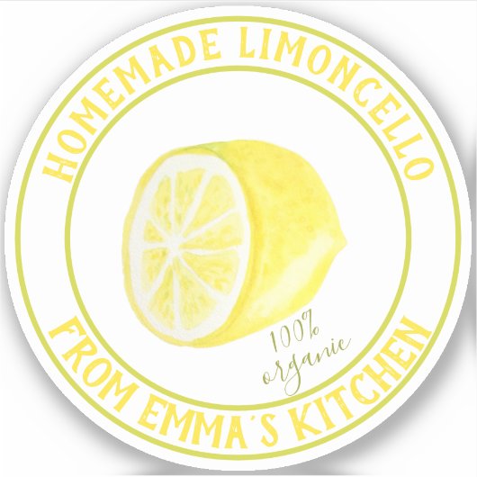 Zelfgemaakte Limoncello - 100% biologisch - Waterd Sticker (Voorkant)