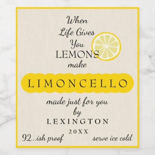 Zelfgemaakte limoncello als het leven je citroenen wijn etiket (Enkel label)